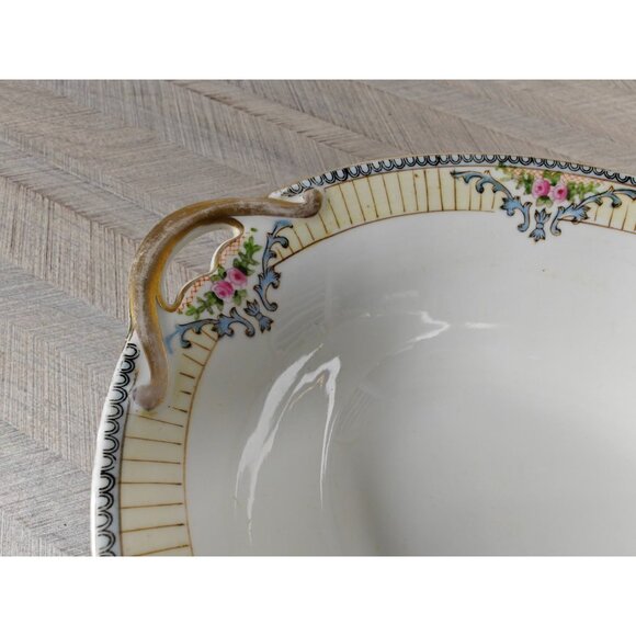 Noritake Japan Handled Oval Serving Bowl With Floral Design & Gold Trim - Picture 4 of 9